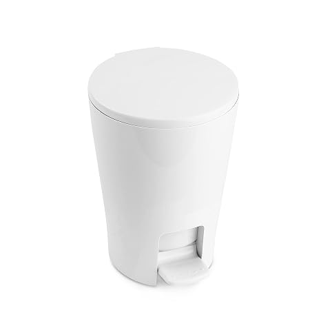 TATAY Bathroom Bin Diabolo 19x21x28.2 cm Practical and Easy-to-Clean Design | Bathroom Bin Toilet | Capacity 5 L | Foot Pedal Opening | Made from Highly Resistant Materials, White
