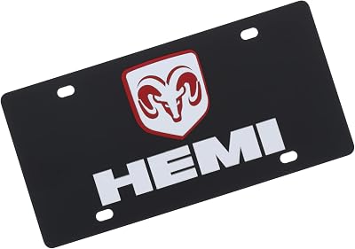 Eurosport Daytona, Inc. Dual Logo License Plate for Dodge Hemi Black