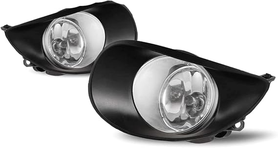 Winjet Fog Lights Assembly for 2007 2008 Toyota Yaris 2/3 Door Hatchback Clear Lens with Bulbs Harness Switch Kit Driving Fog Light Lamp(Driver and Passenger Side)