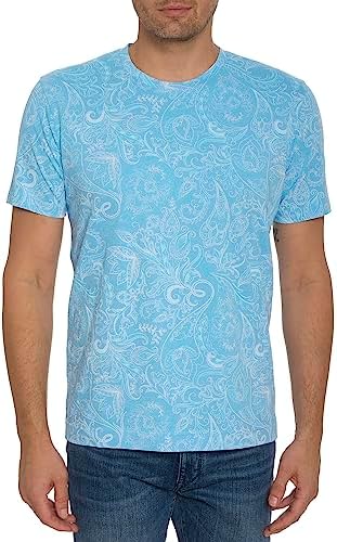Robert Graham Mens Swanson Short Sleeve Crew Neck Graphic T-Shirt, Premium Cotton Knit Top, Classic-Fit & Richly Detailed