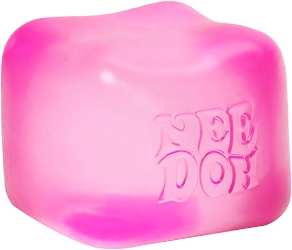Schylling NeeDoh Nice Cube - Sensory Squeeze Toy Super Solid Squishy - 2.25" Cube - Pink
