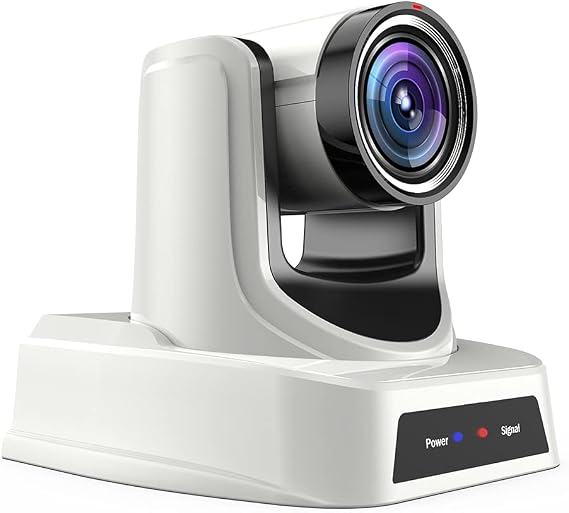 SMTAV NDI PTZ Camera,20x + 16x Zoom,Live Streaming Camera with HDMI,3G-SDI and IP Outputs,NDI HX 4.6,for Church,Conference,Teaching,Esports and More (20X, White)