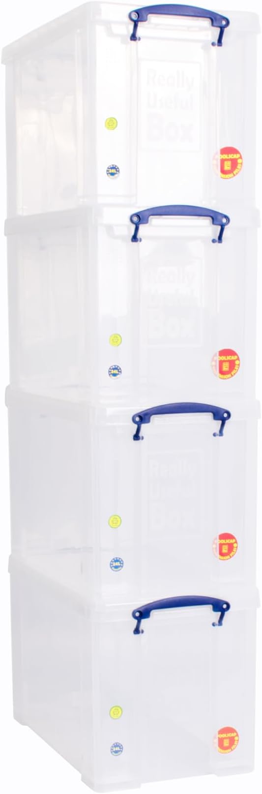 Really Useful Box Plastic Storage 24 Litre Clear (Pack Of 4)