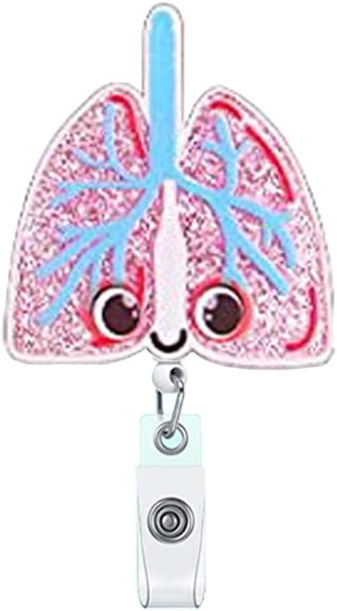 Lung Smile Nurse Badge Reel Holder Pink Respiratory Therapist Badge Reels