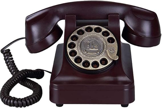 Retro Eski Moda Telefon Avrupa Antika Telefon Döner Kadran Telefonlar Retro Sabit Masa Telefon, Ev ve Dekor için Kablolu Telefon Döner Kadran Ev Telefonu, 13,2 x 14 x 22 cm, Kahverengi