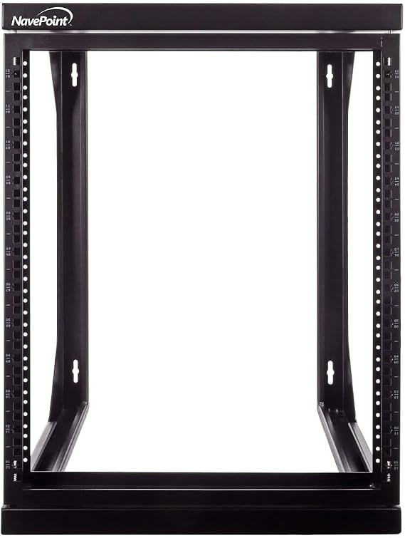 NavePoint 12U Server Rack with Swing Gate - Wall Mount Rack for 19 Inch IT Equipment Open Frame Rack Network Rack Wall Mount for AV & Server Equipment 18 Deep Rack, Black