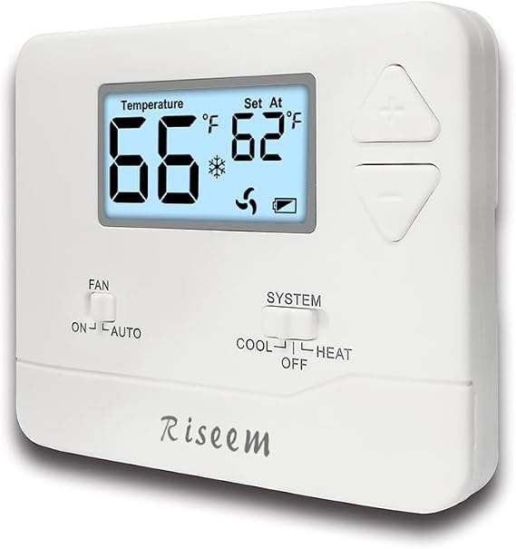 Non-Programmable Thermostat for Home Single-Stage Systems, 1 Heat/1 Cool, Easy DIY Install, Blue Backlight