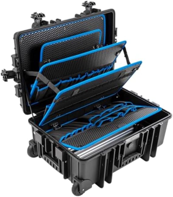 B&W JUMBO 6700 mobile tool case with tool pockets (PP case, volume 43.5 l, 53.9 x 35.9 x 22.5 cm inner) 117.19/P, tools not included, Black