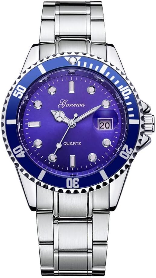 Singular-Point Mens Watches Stainless Steel Business Watch Luxury Steel Quartz Watch Analogue Watch with Large Face Men's Clothing Accessories