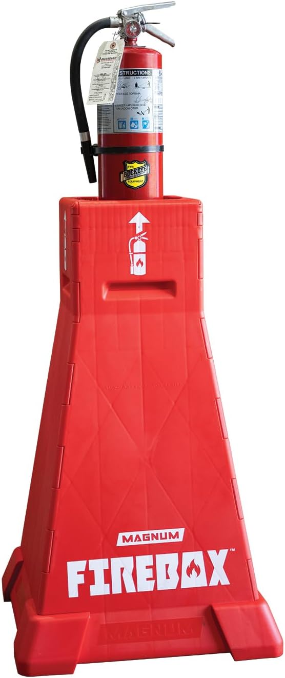 MAGNUM Firebox, Portable Fire Extinguisher Stand, OSHA Compliant, Emergency Fire Extinguisher Safety Station Stand for Construction Jobsites, Easy to Assemble and Disassemble, Holds up to 30 Lbs
