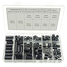 OD 11mm(0.433") ID 6.2mm(0.244") Plastic Unthreaded Spacers Assortment;Wall Plate spacers for M6 Screws;Clearance Spacers;Round Spacers;3mm to 25 mm Lengths(Black)