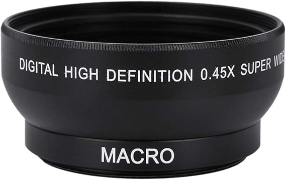 Ciciglow 0.45X Wide Angle Lens for 49mm Mount Camera - Aluminum Alloy & Optical Glass Construction - Black