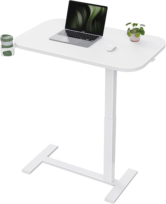 Marsail 3216 inch Overbed Table with Hidden Wheels, 360 Swivel Cup Holder