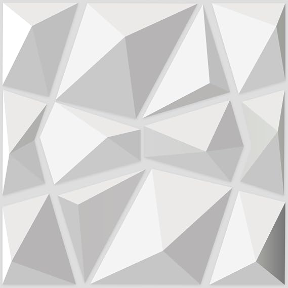 Art3d Decorative 3D Wall Panels in Diamond Design, 12"x12" Matt White for Home and Office Decor (33 Pack)