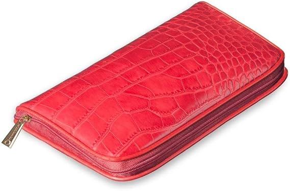 Connoisseurs Leather Jewelry Carrying Clutch, Red