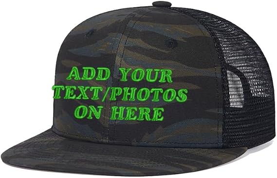 Embroidered Flat Bill Caps with Custom Logo and Text Snapback Hats