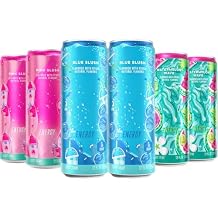 Alanni Energy Drinks Blue Slush, Pink Slush, Watermelon Wave, Variety Pack, Sugar-Free & Low-Calorie (12 fl oz, Pack of 6)