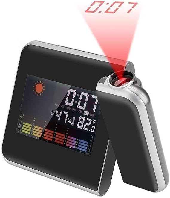 UpWay Projektörlü LCD Ekranlı Dijital Masa Saati Yansıtmalı Tarih Derece Nem