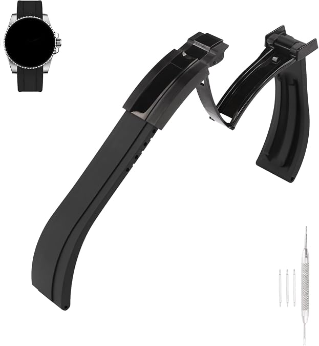 Rubber 20MM Watch Bands Compatible Fit for Rolex Submariner Ghost Daytona Yachtmaster Deployment Buckle Replacement Silicone Strap Wirstband for Men and Women Waterproof Bracelet Watch accessories