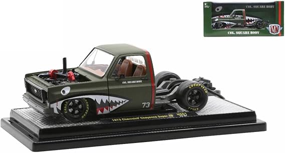 1:24 Scale Diecast Model Car for 1973 Chevy Cheyenne Super 10 SQUAREBODY Custom Bedless 40100-HS01 by M2 Machines