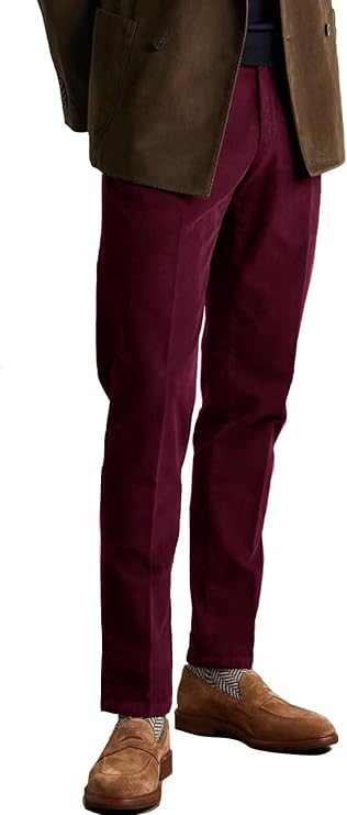 Men's Corduroy Pants Slim Fit Straight Leg Casual Trousers
