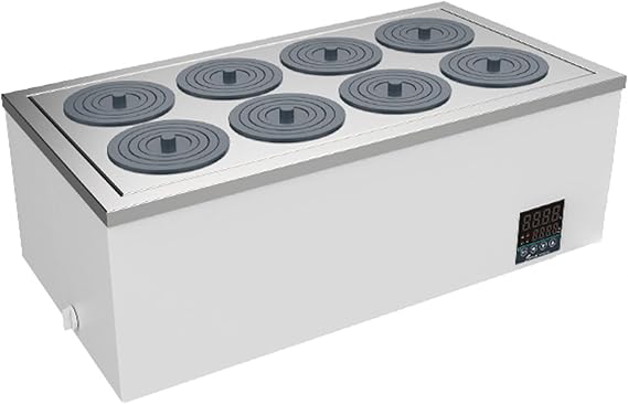 Digital Thermostatic Lab Water Bath, Electric Heating Thermostatic Lab Water Bath, Stainless Steel Liner, Scientific Laboratory Water Bath Supplies, with Timing and Anti-dry Burning Function,8Hole
