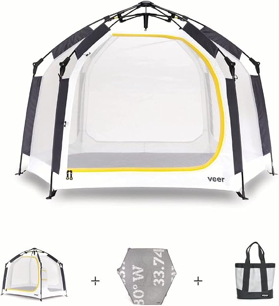 Veer Basecamp Bundle | Includes Basecamp Portable Pop Up Play Yard, Cushioned Air Pad, and Waterproof Adventure Tote