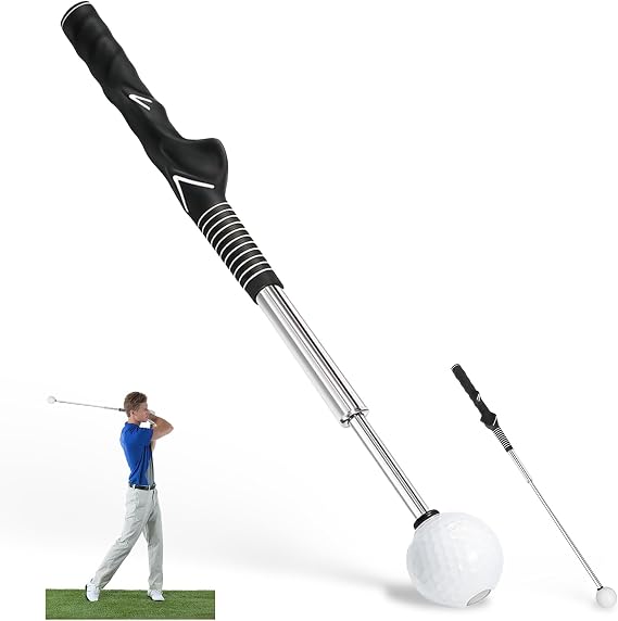 Golf Grip Trainer - Retractable Swing Training Rod with Ergonomic Golf Training Grip for Beginners & Brofessional
