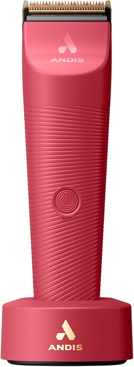 Andis 79125 Vida 5-in-1 Cordless Pet Hair Clipper, 11-Pc Kit, Raspberry | New silver blade for sharper cuts, slim non-slip design, cordless dog grooming clippers