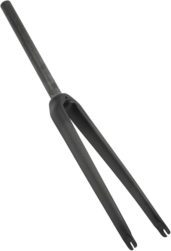 Septpenta 700C Road Bike Fork, Carbon Fiber Rigid Fork, 3K Stripes Quick Release C Brake Rim Brake Hard Fork Straight Tube, Superlight Mountain Bike Front Forks