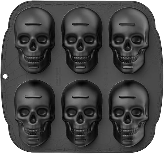 Skull Cake Pan Silicone Mold, Halloween Skull Cake Pan Silicone Mold,Suitable for Halloween birthday party ice cube baking