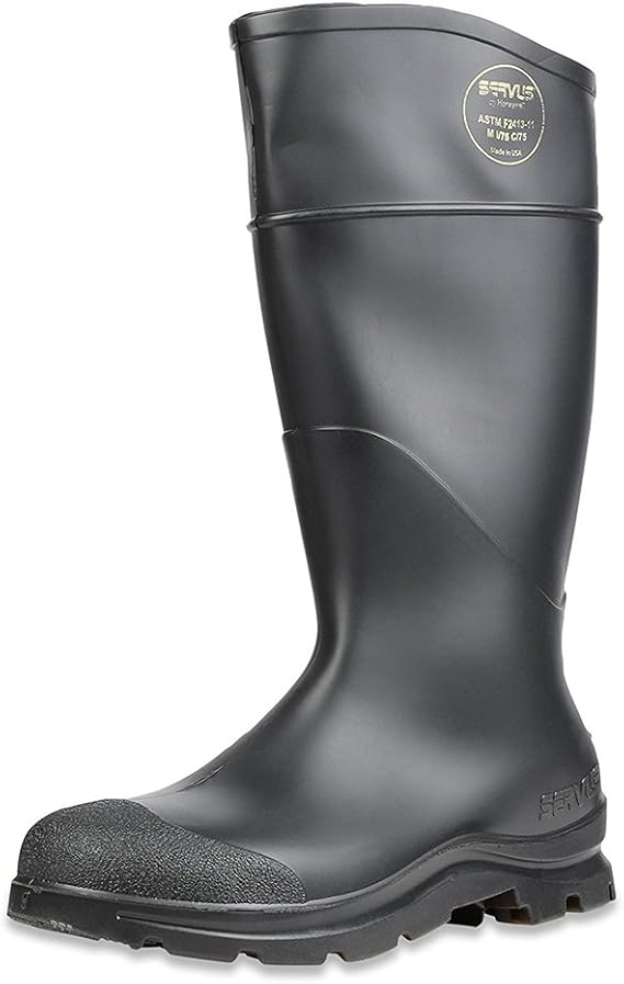 Servus Comfort Technology 14" PVC Steel Toe Men's Work Boots, Black - Steel Toe, 5