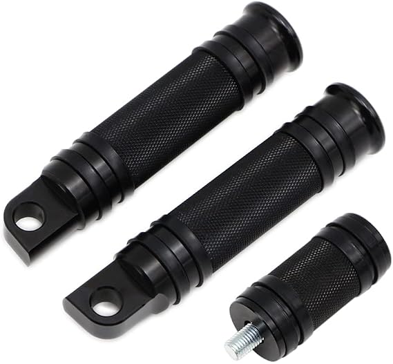 Dreamseek Motorcycle Shifter Toe Peg+Knurled Foot Pegs Rest Compatible with Harley-Davidson Sportster Dyna Touring Male Peg Mount Footrest Pedal (Black)