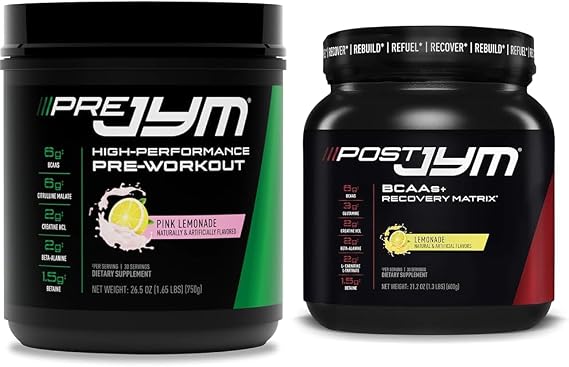 PRE JYM 30 Servings - Pink Lemonade & Post JYM Active Matrix - Lemonade Powder Bundle
