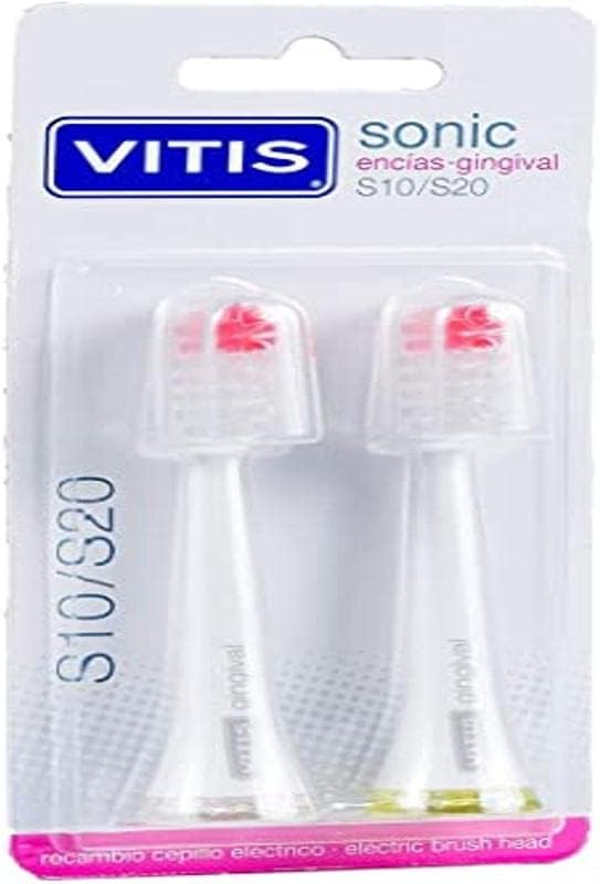 Vitis, Replacement Electric Brush Sonic S10/S20 Gingival Vitis, Standard, Black, 2 Unit, 1