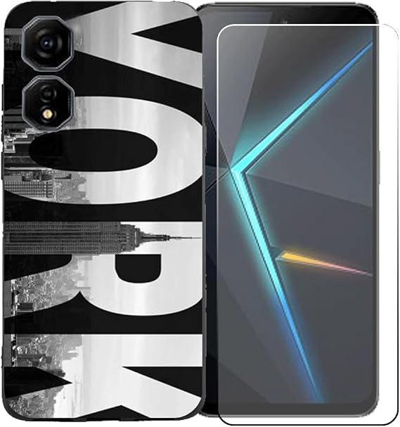 TPU Cover for Nubia Neo 2 5G + HD Tempered Glass, Silicone Shell Bumper Protective Back Case - 9 Hardness Anti-Scratch Screen Protector for Nubia Neo 2 5G - BST5