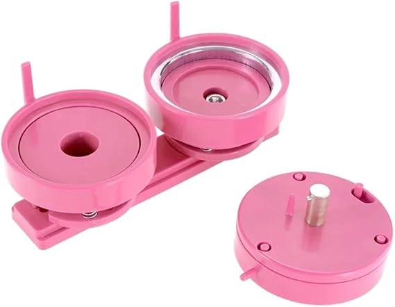 25mm 44mm 58mm Button Badge Maker Machine DIY Pin Button Maker Press Machine Badge Punch Press with Button Parts Circle Cutter for Office Locker 32MM Pink set