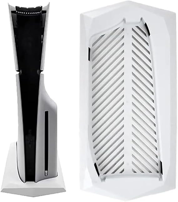 Vertical Stand for PS5 Slim Disc Edition, Vertical Base Holder Stand for Playstation 5 Slim Disc Edition Console with Built-in Cooling Vents and Non-Slip Feet (White)