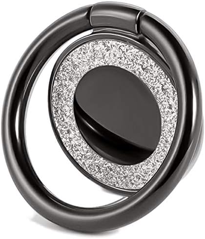 Cell Phone Ring Holder Finger Kickstand Turns 360 Degrees & 180 Degrees Adjustable to Fit Your Needs Helps Stabilize Phone for Selfies iPhone Stand Phone Grip Circle Bling 52014 (Black)