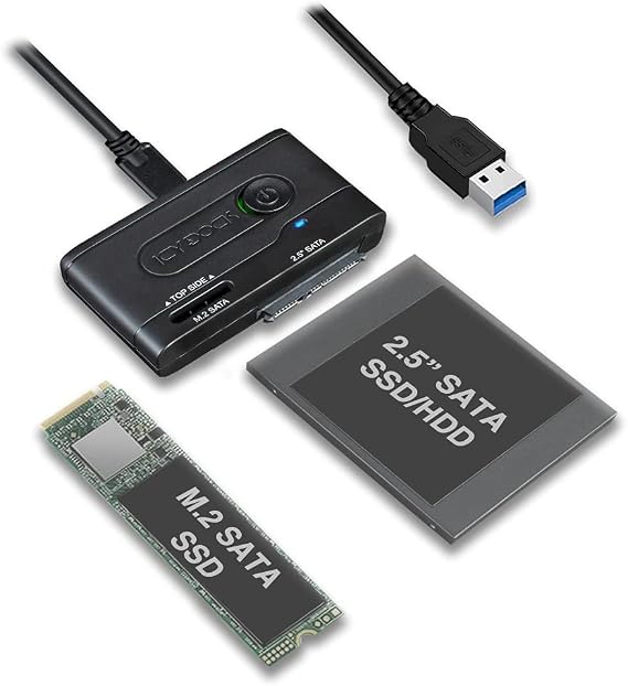 ICY DOCK 2.5 & M.2 SATA III HDD SSD to USB 3.2 Gen 1 (5Gbps) Hard Drive Docking Station Reader Adapter | EZ-Adapter MB031U-1SMB