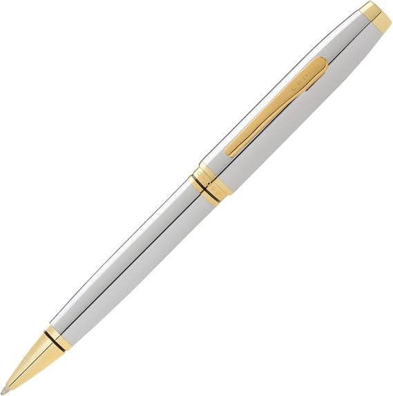 Cross Coventry Ballpoint Pen M Line Width Chrome Gold Gift Boxed