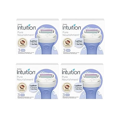 Schick Intuition Pure Nourishment Womens Razor Refills with Coconut Milk and Almond Oil, 12 count