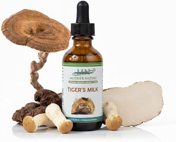 Mother Nature Tiger's Milk (Lignosus) Mushroom Liquid Extract - 500mg - 2 oz - Made in USA