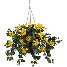Nearly Natural Hibiscus Hanging Basket