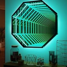 Infinity Mirror Tunnel Lamp, LED Lighting Sensory Mirror Battery & USB Powered, Single-Sided LED 3D Mirror Night Light, Sensory Infinity Light for Home, Desk, Living Room,30cm-C