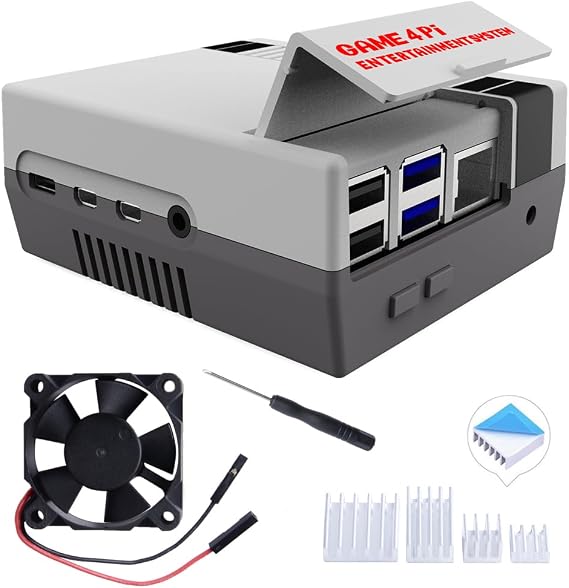 GeeekPi Case for Raspberry Pi 4, Pi 4 Case with Cooling Fan and Pi 4 Heatsink, Retro Gaming Game4Pi Case for Raspberry Pi 4 Model B/4B