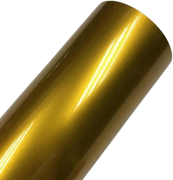 Car Wrap Gloss Metallic Gunmetal Vinyl Wrap Candy Glossy Grey Car Film Sticker With Air Bubble Auto Motorcycle Wrapping Covering Foil(Gold,40CM X 152CM)