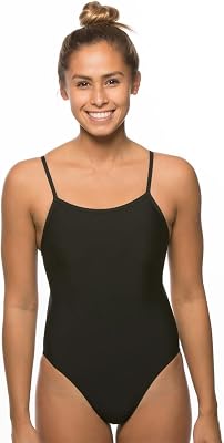 JOLYN Chevy Onesie - Fixed Back Womens Athletic One Piece Swimsuit, Medium-Full Coverage Bathing Suit for Competitive Swimming, Water Polo, Lifeguarding, Paddling, Black, 38