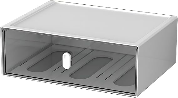 Plastic Desk Organiser with Lid, Storage Box with 1 Drawer, 1 Tier