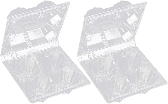 DOITOOL 50Pack Plastic Egg Carton for 4 Eggs, Reusable Clear Chicken Egg Holder Stackable Egg Storage Container with Lid for Refrigerator Groceries Farmers Family Storage